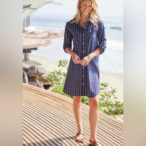Victoria's Secret Tops - Victoria Secret Navy Plaid Button-Up  Tunic